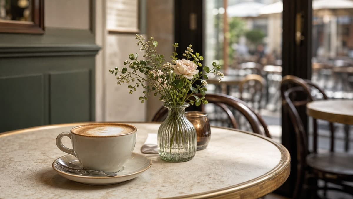 Tazza di caffè su un tavolo a Düsseldorf