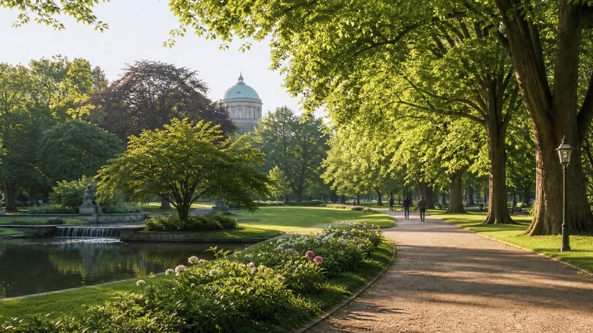 Viale alberato nell'Hofgarten di Düsseldorf